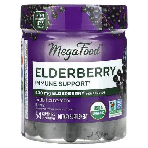 MegaFood,接骨木果机体抵抗帮助，浆果味，54 粒软糖