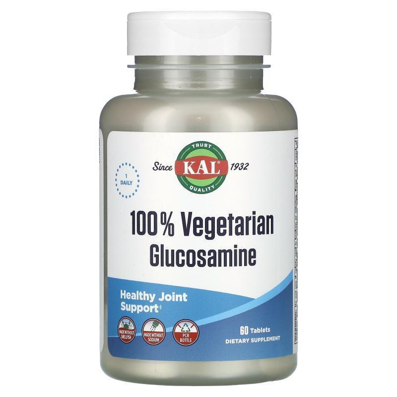 KAL,100% Vegetarian Glucosamine , 60 Tablets