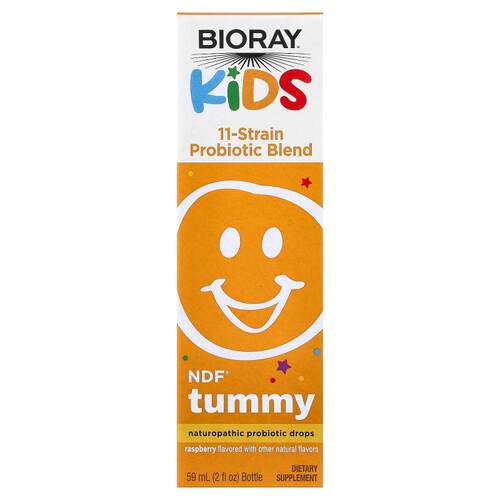 Bioray,儿童，NDF® Tummy，11 种菌株益生菌混合物，树莓味，2 液