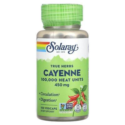 Solaray,True Herbs, Cayenne , 450 mg, 100 Vegcaps