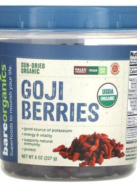 BareOrganics,Sun-Dried Organic Goji Berries, 8 oz (227 g)