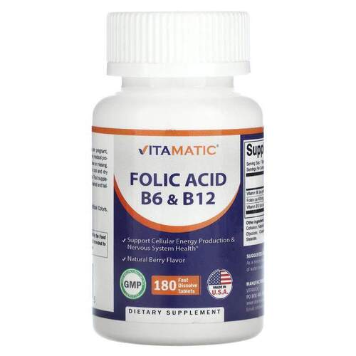 Vitamatic,Folic Acid B6 & B12, Natural Berry