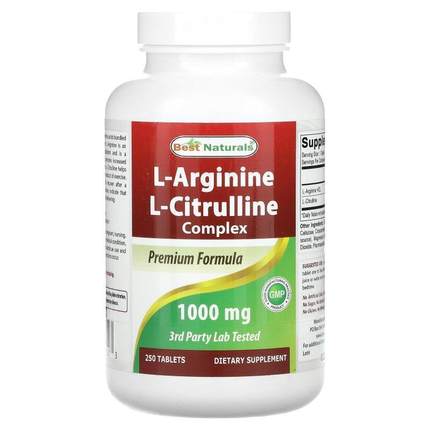 Best Naturals,L-Arginine, L-Citrulline Complex, 250 Tablets