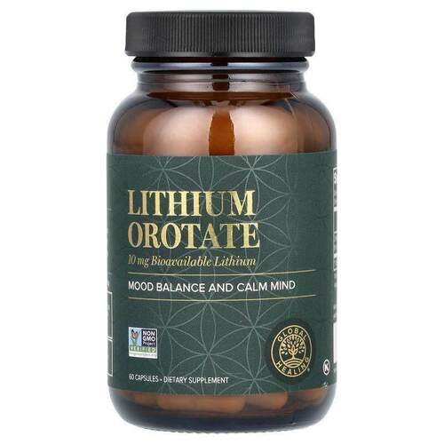 Global Healing,Lithium Orotate, 10 mg, 60 Capsules