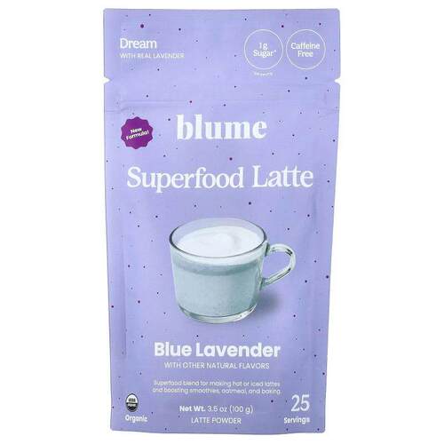 Blume,Superfood Latte, Blue Lavender, Caffeine Free, 3.5 oz