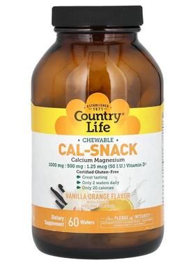 乡村生活,Cal-Snack, Chewable Calcium Magnesium, Vanilla Oran