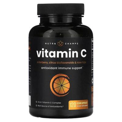 NutraChamps,Vitamin C, 120 Vegan Capsules