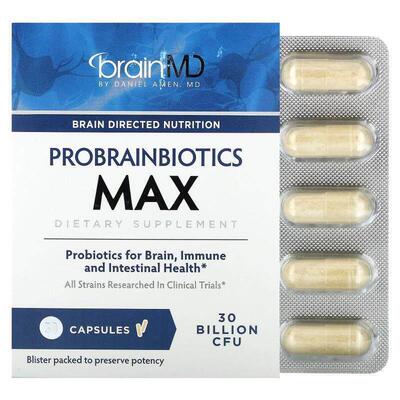 BrainMD,脑部专用益生菌加强版，300 亿活菌，30 粒胶囊