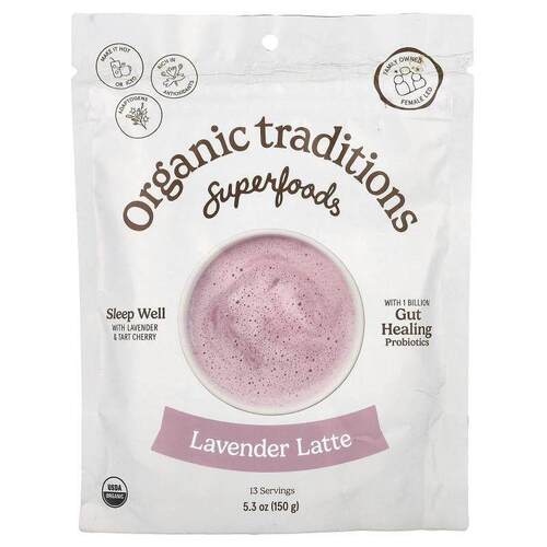 Organic Traditions,超级食品，薰衣草拿铁，5.3盎司（150克）