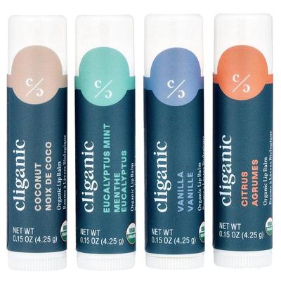 Cliganic,Organic Lip Balm Set, Sweet Bliss, 4 Pack, 0.15 oz