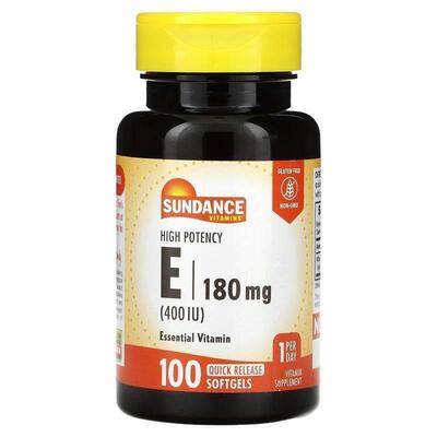 Sundance,High Potency Vitamin E, 180 mg (400 IU), 100 Quick