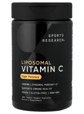 Sports Research,Liposomal Vitamin C, 180 Liquid Veggie Capsu