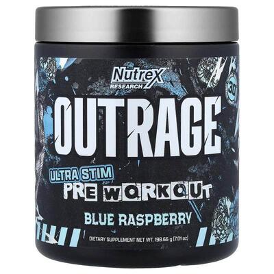 炽天使,Outrage, Ultra Stim Pre Workout, Blue Raspberry, 7.01