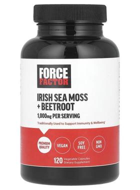 Force Factor,Irish Sea Moss + Beetroot, 120 Vegetable Capsul