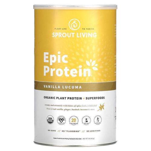 Sprout Living，EPIC蛋白超级食品香草蛋黄果味