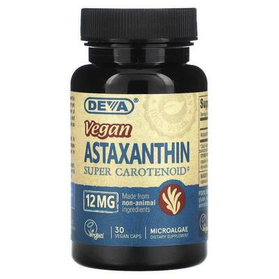 Deva,全素虾青素超级类胡萝卜素，12 毫克，30 粒素食胶囊