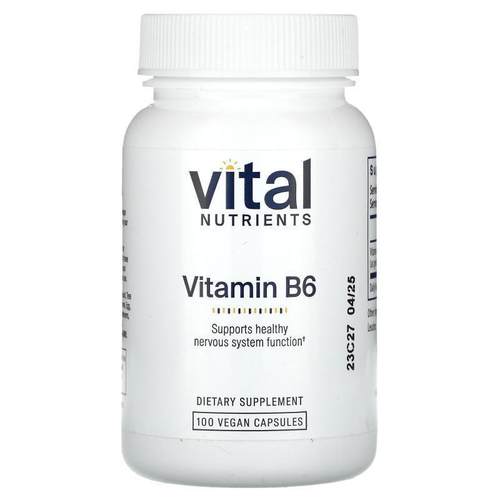 Vital Nutrients,Vitamin B6, 100 Vegan Capsules