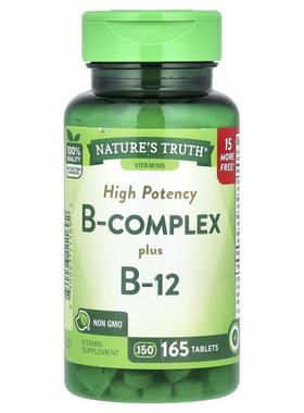 Nature's Truth,High Potency B-Complex Plus B-12, 165 Tablets