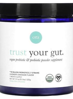 Ora,Trust Your Gut，全素益生菌与益生元粉补充剂，有机苹果和树