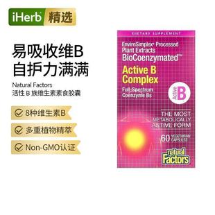 Natural Factors活性B族复合维生素VB族植物提取叶酸b12b3神经能
