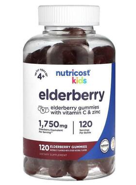Nutricost,Kids, Elderberry, Ages 4+, 1,750 mg, 120 Gummies