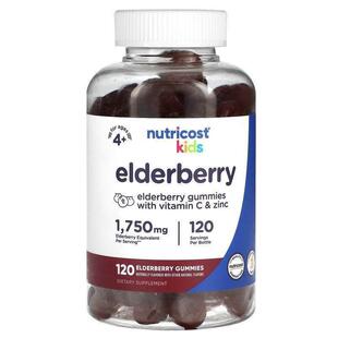 Nutricost,Kids, Elderberry, Ages 4+, 1,750 mg, 120 Gummies