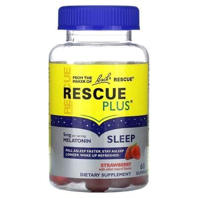 贝曲,Rescue Plus, Sleep Gummies, Strawberry, 2.5 mg, 60 Gumm