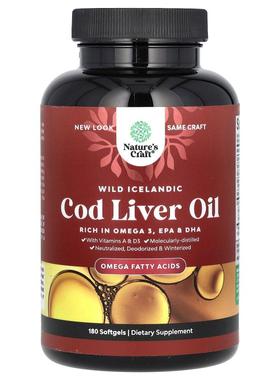Natures Craft,Wild Icelandic Cod Liver Oil with Vitamins A &