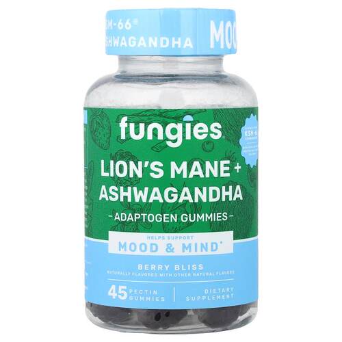 Fungies,Lion's Mane + Ashwagandha Gummies, Berry Bliss, 45 P