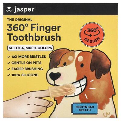 Jasper,360 Finger Toothbrush, Multi-Colors, 4 Toothbrushes