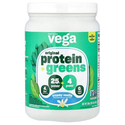 维加,Plant-Based Original Protein + Greens, Creamy Vanilla,