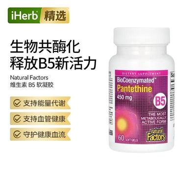 NaturalFactors维生素b5医级泛硫乙胺心血管血脂代谢健康