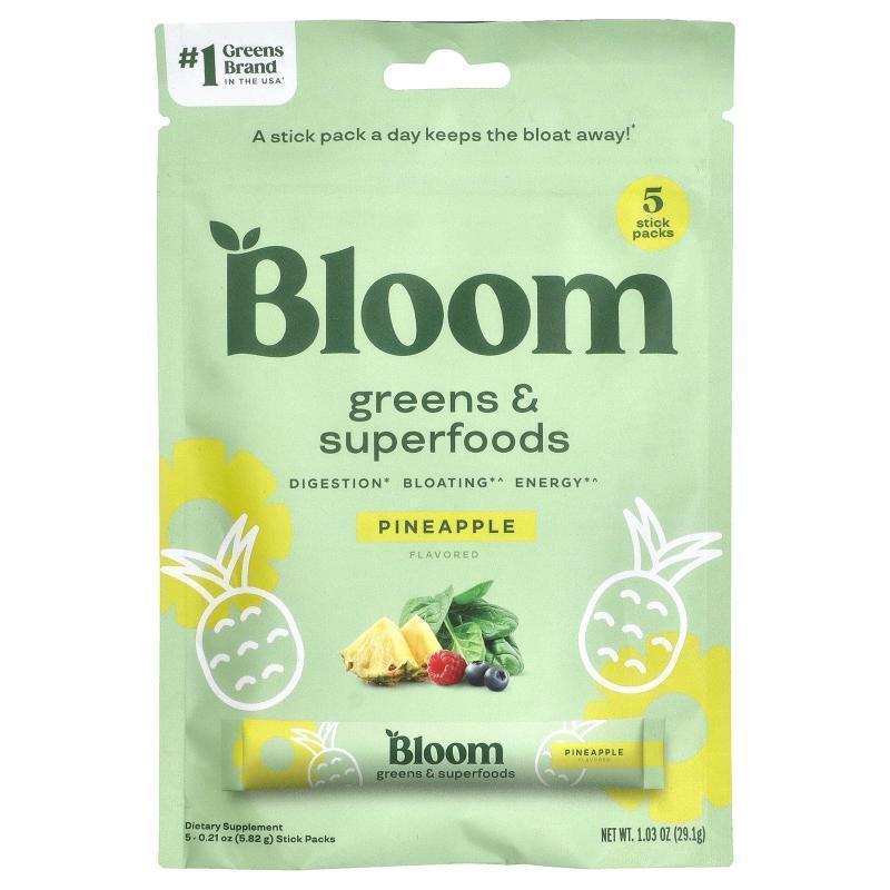 Bloom,Greens &amp;amp; Superfoods，菠萝味，5 条，每条 0.