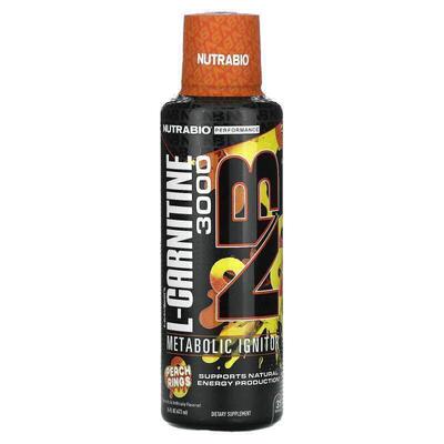 Nutrabio Labs,LeanShots L-Carnitine 3000, Peach Rings