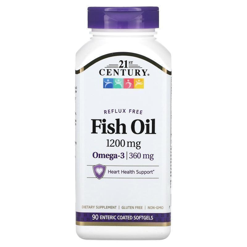 21世纪,鱼油，Omega-3，1,200 毫克，90 粒肠溶包衣软凝胶