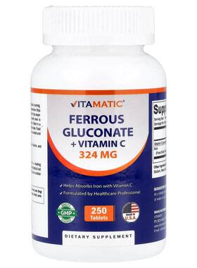 Vitamatic,Ferrous Gluconate + Vitamin C, 250 Tablets