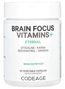 Codeage,Brain Focus Vitamins+, 60 Vegetable Capsules