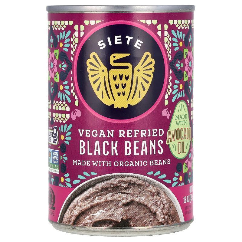 Siete,Vegan Refried Black Beans, 16 oz (454 g)