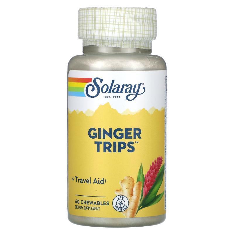 Solaray,Ginger Trips，60 片咀嚼片