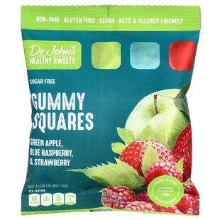 Dr. John's Healthy Sweets,Gummy Squares，无糖，青苹果、蓝树