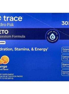 Trace,Hydro Pak Keto, Orange, 30 Stick Packs