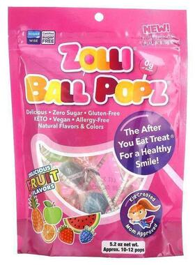 Zollipops,Zolli Ball Pops 果味棒棒糖，什锦味，10-12 个，5.2