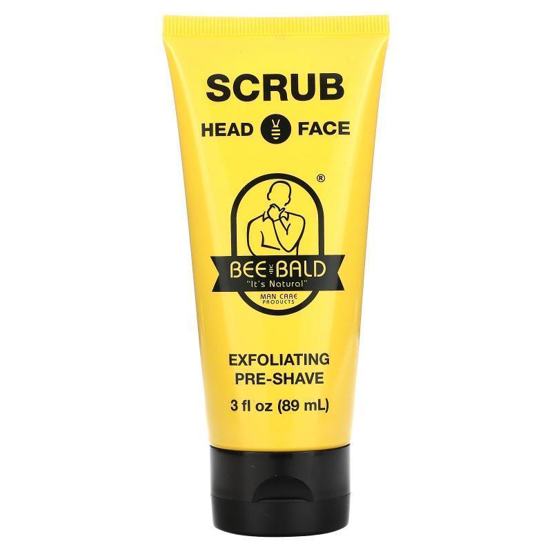 Bee Bald,Scrub Head &amp; Face, Exfoliating Pre-Shave, 3