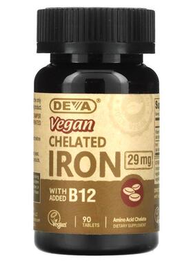 Deva,素食螯合铁，29毫克，90片