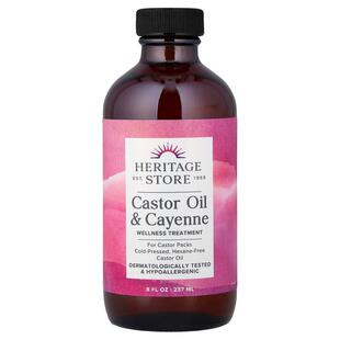 Heritage Store,Castor Oil & Cayenne, Wellness Treatment, 8 f