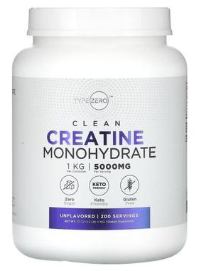 TypeZero,Clean, Creatine Monohydrate, Unflavored, 5,000 mg,