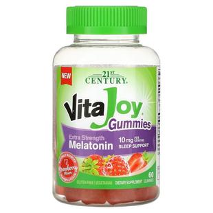 21世纪,Vita Joy Melatonin Gummies，特强型，草莓味，5 毫克，6