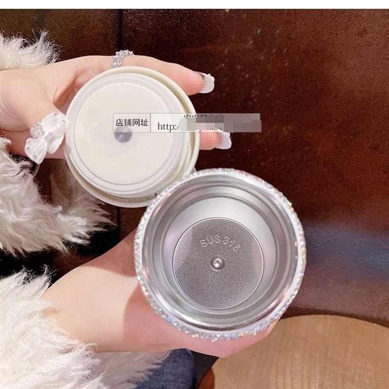 保温杯温度显示满钻l女士高颜值便携式水杯子316不锈钢镶钻礼品新