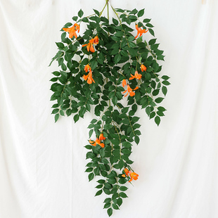 仿真凌霄花藤条假树叶子室r内悬吊式天花板装饰空调水管道塑料绿