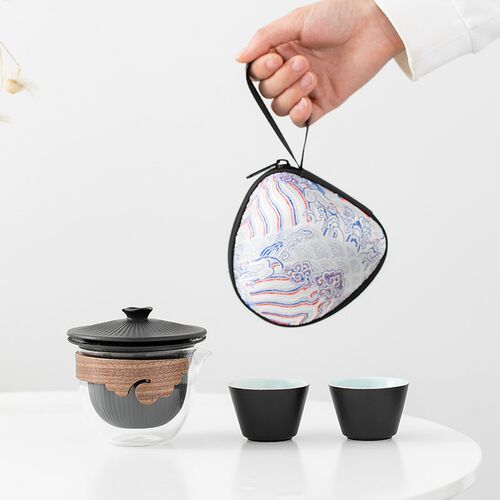 故宫旅行收纳f小套装一壶二杯便携旅行茶具茶水分离快客杯泡茶器